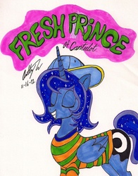 Size: 1135x1450 | Tagged: safe, artist:newyorkx3, princess luna, pony, g4, prince artemis, rule 63, solo, the fresh prince of bel-air, traditional art