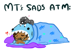 Size: 462x318 | Tagged: safe, artist:mt, oc, oc only, oc:minituffs, human, shark, zebra, blanket, crying, glasses, micro, minituffs, sleeping