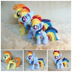 Size: 896x891 | Tagged: safe, artist:spark-strudel, carrot top, golden harvest, rainbow dash, g4, filly, irl, photo, plushie