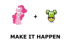 Size: 1100x663 | Tagged: safe, pinkie pie, g4, my little pony: friendship is magic, too many pinkie pies, all caps, exploitable meme, make it happen, meme, meta, mimi, paper mario, pinkie clock, super mario, super paper mario