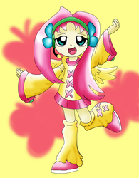 Size: 754x965 | Tagged: safe, artist:carol-aredesu, fluttershy, human, g4, clothes, humanized, skirt, vocaloid