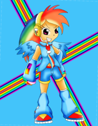 Size: 754x965 | Tagged: safe, artist:carol-aredesu, artist:carol-des-estrelas, rainbow dash, human, g4, humanized, needs more saturation, vocaloid, winged humanization