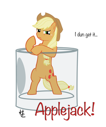 Size: 2099x2499 | Tagged: safe, artist:hardcyder, applejack, earth pony, pony, g4, cup, cup of pony, female, glass, micro, pun, solo