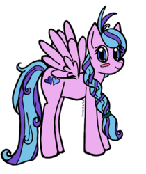 Size: 500x596 | Tagged: safe, artist:jinxiekat, flitterheart, pegasus, pony, g4, female, mare, simple background, smiling, solo, spread wings, transparent background, wings