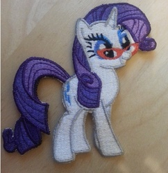 Size: 771x796 | Tagged: safe, artist:ethepony, rarity, pony, g4, female, glasses, patch, photo, solo