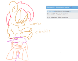 Size: 830x651 | Tagged: safe, artist:extradan, babs seed, pony, g4, female, filly, ponies riding ponies, riding, sketch