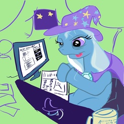 Size: 900x900 | Tagged: safe, artist:chiapetofdoom, trixie, g4, computer