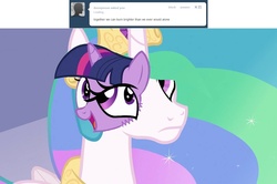 Size: 1280x851 | Tagged: safe, artist:capnpea, edit, princess celestia, twilight sparkle, alicorn, pony, g4, fimbriae, not salmon, wat