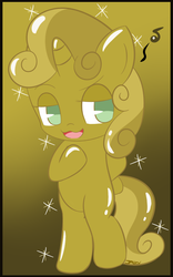 Size: 600x959 | Tagged: safe, artist:pokumii, sweetie belle, pony, unicorn, g4, one bad apple, :3, bipedal, female, filly, lidded eyes, luster dust, music notes, no pupils, open mouth, singing, solo, sweetie gold