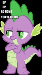 Size: 538x960 | Tagged: safe, spike, dragon, g4, adventure in the comments, background pony, background pony convention, drunk, go home you're drunk, male, meta, text