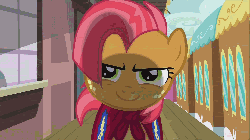 Size: 500x281 | Tagged: safe, screencap, babs seed, diamond tiara, silver spoon, g4, one bad apple, season 3, animated, female, gif, glasses, rapeface, special eyes