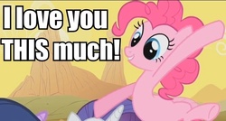 Size: 682x366 | Tagged: safe, edit, edited screencap, screencap, pinkie pie, earth pony, pony, g4, over a barrel, caption, desert, female, mare, reaction image, solo focus
