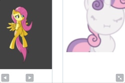 Size: 960x640 | Tagged: safe, fluttershy, sweetie belle, g4, exploitable meme, juxtaposition, juxtaposition win