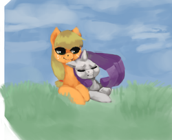 Size: 1771x1442 | Tagged: safe, artist:ptg, applejack, rarity, g4, ship:rarijack, shipping