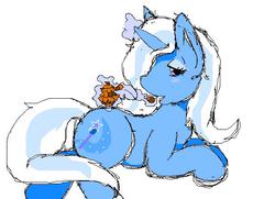 Size: 618x448 | Tagged: artist needed, safe, trixie, pony, unicorn, g4, ms paint, pinecone, trixie eating pinecones