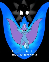 Size: 2000x2500 | Tagged: safe, artist:sewlde, trixie, twilight sparkle, g4, batman, glowing eyes, silhouette