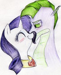 Size: 1182x1458 | Tagged: safe, artist:riquis101, rarity, spike, g4, female, male, moustache, ship:sparity, shipping, straight