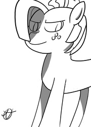 Size: 2154x3000 | Tagged: safe, artist:nj, babs seed, pony, g4, female, monochrome, simple background, solo, white background