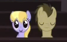 Size: 227x141 | Tagged: safe, screencap, cloud kicker, doctor whooves, time turner, earth pony, pegasus, pony, g4, one bad apple, animated, cropped, duo, female, lowres, male, mare, ponies standing next to each other, stallion