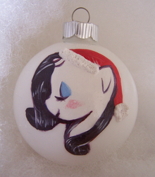 Size: 488x554 | Tagged: safe, rarity, pony, g4, bust, christmas, hat, hearth's warming eve, holiday, ornament, portrait, santa hat, solo