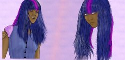 Size: 900x437 | Tagged: safe, artist:luvzanime1, twilight sparkle, human, g4, dark skin, humanized, realistic