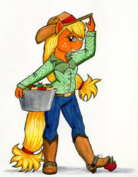 Size: 900x1154 | Tagged: safe, artist:nethilia, applejack, earth pony, anthro, g4