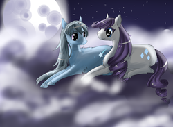 Size: 1024x751 | Tagged: dead source, safe, artist:shadowmoonfire, rarity, trixie, g4, female, lesbian, ship:rarixie, shipping