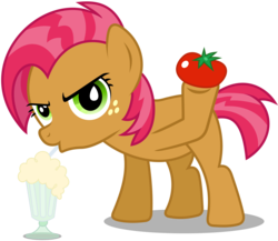 Size: 5520x4800 | Tagged: safe, artist:dewlshock, babs seed, earth pony, pony, g4, one bad apple, absurd resolution, female, filly, foal, milkshake, simple background, solo, tomato, transparent background, vector