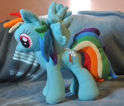 Size: 3081x2625 | Tagged: safe, artist:stitchcometcreations, rainbow dash, pegasus, pony, g4, female, irl, mare, photo, plushie, solo