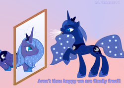 Size: 1024x731 | Tagged: safe, artist:elfman83ml, princess luna, pony, g4, woona