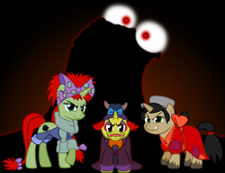 Size: 4010x3075 | Tagged: safe, artist:astringe, draggle, hydia, reeka, the smooze, pony, unicorn, g1, g4, female, g1 to g4, generation leap, mare, ponified, vector