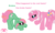 Size: 692x417 | Tagged: safe, artist:kpendragon, minty, pinkie pie (g3), earth pony, pony, g3, my little pony: a very minty christmas, 2009, confused, crouching, duo, duo female, ears back, female, freckles, mare, oh minty minty minty, simple background, speech, talking, text, transparent background, worried, you broke santa