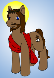 Size: 401x576 | Tagged: safe, artist:thebrigeeda, pony, jesus christ, ponified, religion, rule 85, solo