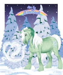 Size: 591x709 | Tagged: safe, artist:minibaah, ice crystal, earth pony, pony, g1, 2007, hoers, ice breath, male, passepartout, realistic, realistic horse legs, snow, stallion, tree, unshorn fetlocks