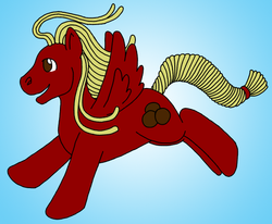 Size: 577x476 | Tagged: safe, artist:thebrigeeda, food pony, original species, pony, flying spaghetti monster, ponified, religion, solo