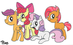 Size: 1332x826 | Tagged: safe, artist:twitterfulpony, apple bloom, babs seed, scootaloo, sweetie belle, g4, cutie mark crusaders, female, filly, foal, simple background, transparent background