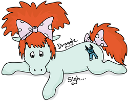 Size: 600x474 | Tagged: safe, artist:midnightjackel, draggle, g1, ponified