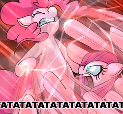 Size: 700x650 | Tagged: safe, artist:ah, pinkie pie, g4, atatatatata, hokuto no ken, hotblooded pinkie pie, pinkamena diane pie