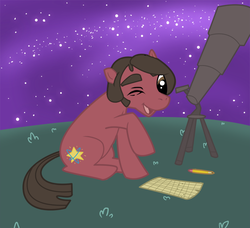 Size: 750x683 | Tagged: safe, artist:incongruousinquiry, carl sagan, ponified, telescope