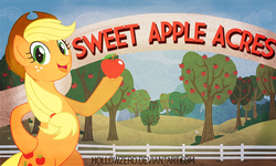 Size: 810x486 | Tagged: safe, artist:hollowzero, applejack, g4, apple, obligatory apple, old timey, retro, sweet apple acres