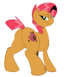 Size: 1401x1661 | Tagged: safe, artist:sunibee, babs seed, earth pony, pony, g4, bedroom eyes, buns seed, butt, cutie mark, female, mare, older, plot