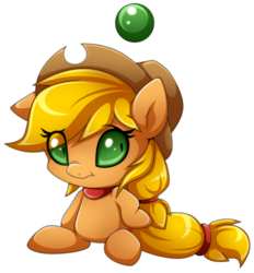 Size: 657x708 | Tagged: dead source, safe, artist:extra-fenix, applejack, chao, pony, g4, crossover, cute, female, jackabetes, simple background, solo, sonic adventure, sonic the hedgehog (series), species swap, transparent background