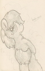 Size: 491x774 | Tagged: safe, artist:slightlyshade, babs seed, pony, g4, covering, female, solo, traditional art