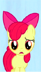 Size: 160x281 | Tagged: safe, screencap, apple bloom, babs seed, g4, one bad apple, animated, facial hair, female, goatee, juxtaposition bait, moustache, multi image animation