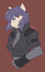Size: 531x849 | Tagged: safe, artist:mlpfwb, anthro, anime, ghost in the shell, motoko kusanagi, ponified