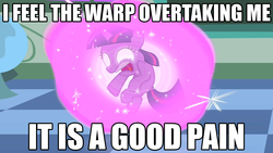 Size: 1280x720 | Tagged: safe, edit, edited screencap, screencap, twilight sparkle, pony, g4, the cutie mark chronicles, blank flank, chaos, dawn of war, female, filly, filly twilight sparkle, glowing eyes, image macro, magic surge, meme, psyker, solo, warhammer (game), warhammer 40k, younger