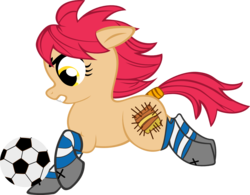 Size: 1217x947 | Tagged: safe, artist:haretrinity, artist:needsmoarg4, patch (g1), earth pony, pony, g1, g4, my little pony tales, female, football, g1 to g4, generation leap, mare, simple background, solo, sports, transparent background, vector