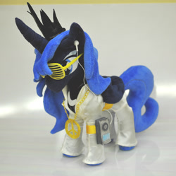 Size: 1600x1593 | Tagged: safe, artist:valio99999, princess luna, pony, g4, irl, photo, plushie, shutter shades, solo, sunglasses