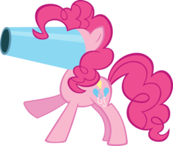 Size: 900x760 | Tagged: dead source, safe, artist:ennervateindustries, pinkie pie, earth pony, pony, g4, female, headcannon, headcanon, literal, object head, pun, simple background, solo, transparent background, visual pun