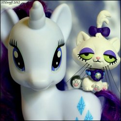 Size: 800x800 | Tagged: safe, artist:wylf, opalescence, rarity, pony, g4, customized toy, irl, littlest pet shop, photo, solo, toy